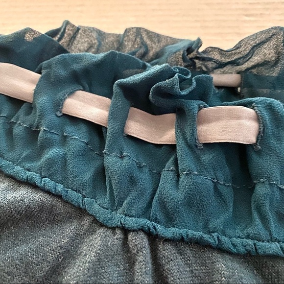 Worth Aqua Green Metallic Lace Ruffle Blouse Top M - Picture 6 of 9